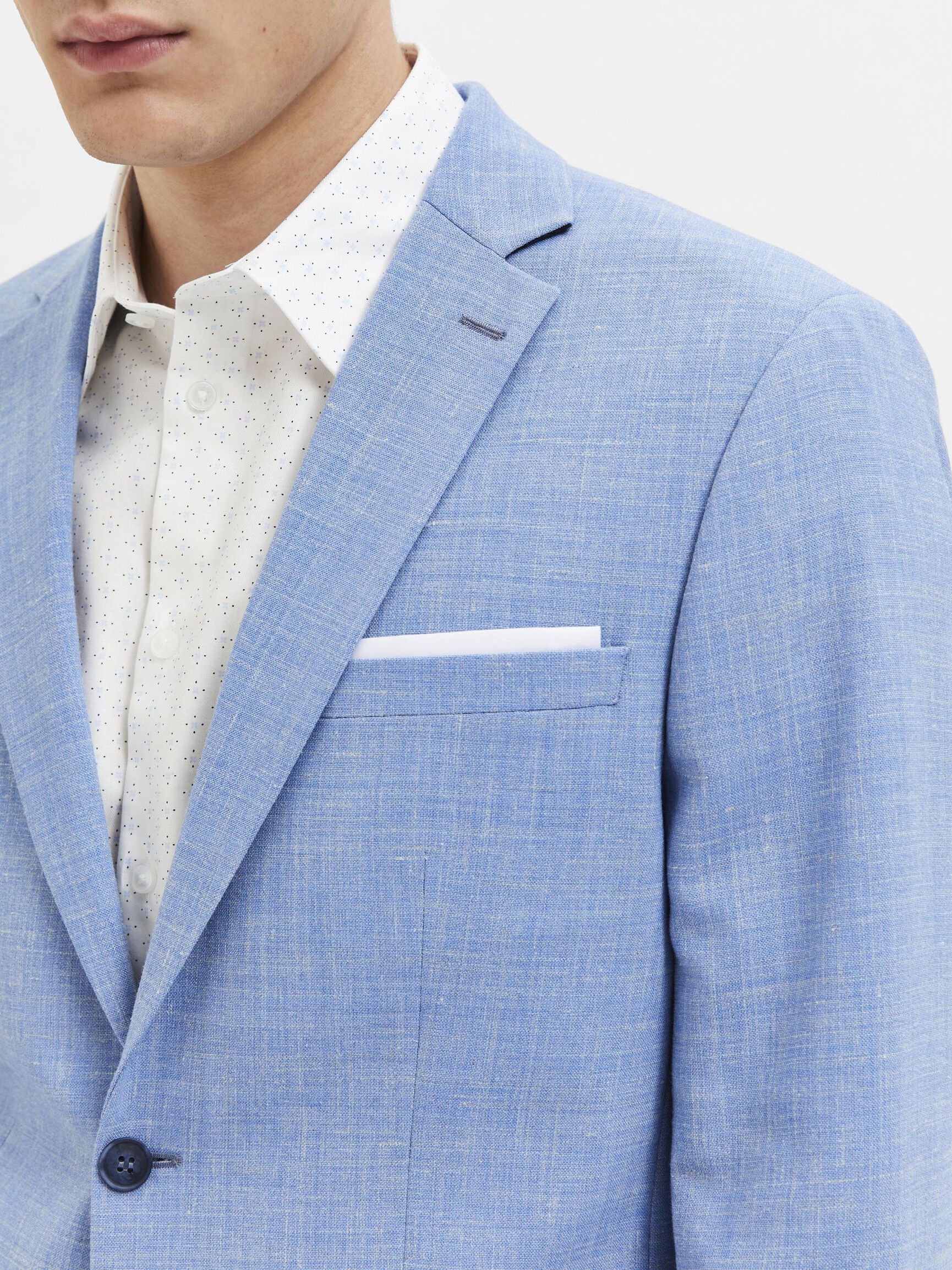 SLIM FIT SINGLE-BREASTED BLAZER, Light Blue, highres