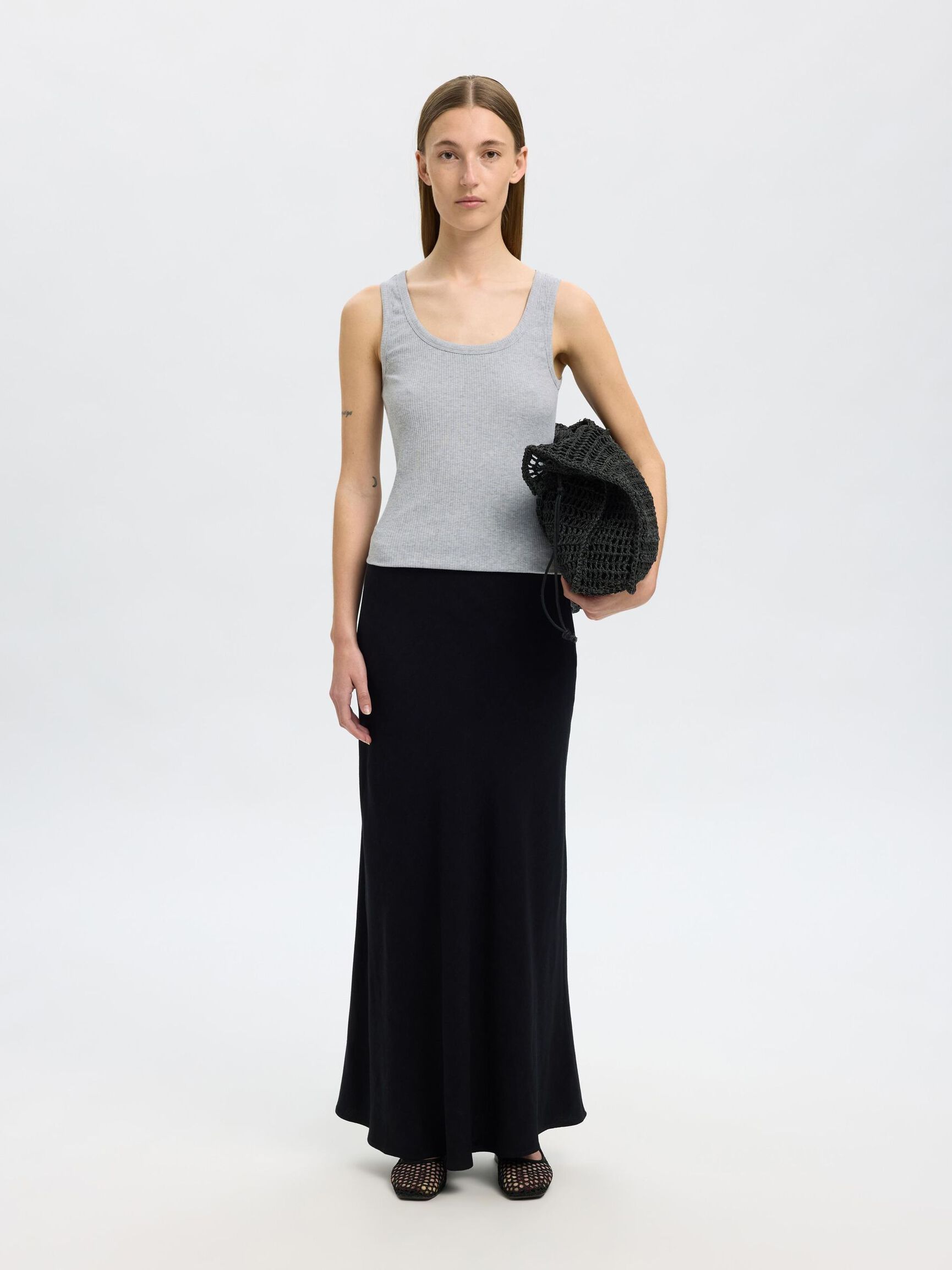 COTON CÔTELÉ DÉBARDEUR, Light Grey Melange, highres