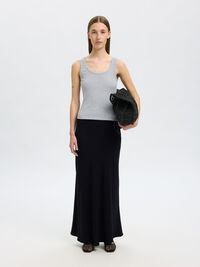 RIBBED COTTON TANK TOP, Light Grey Melange, highres