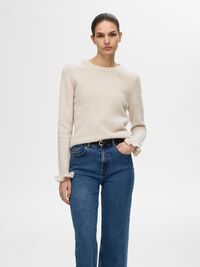 WOLLGEMISCH RÜSCHENÄRMEL PULLOVER, Birch, highres