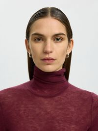 MERINO WOOL TURTLENECK, Tawny Port, highres