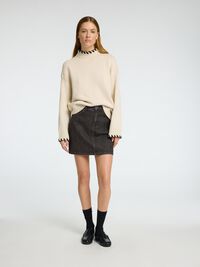 HIGH WAIST JEANSROCK, Black, highres