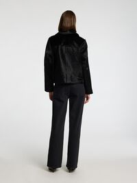 100% COW LEATHER JACKET, Black, highres