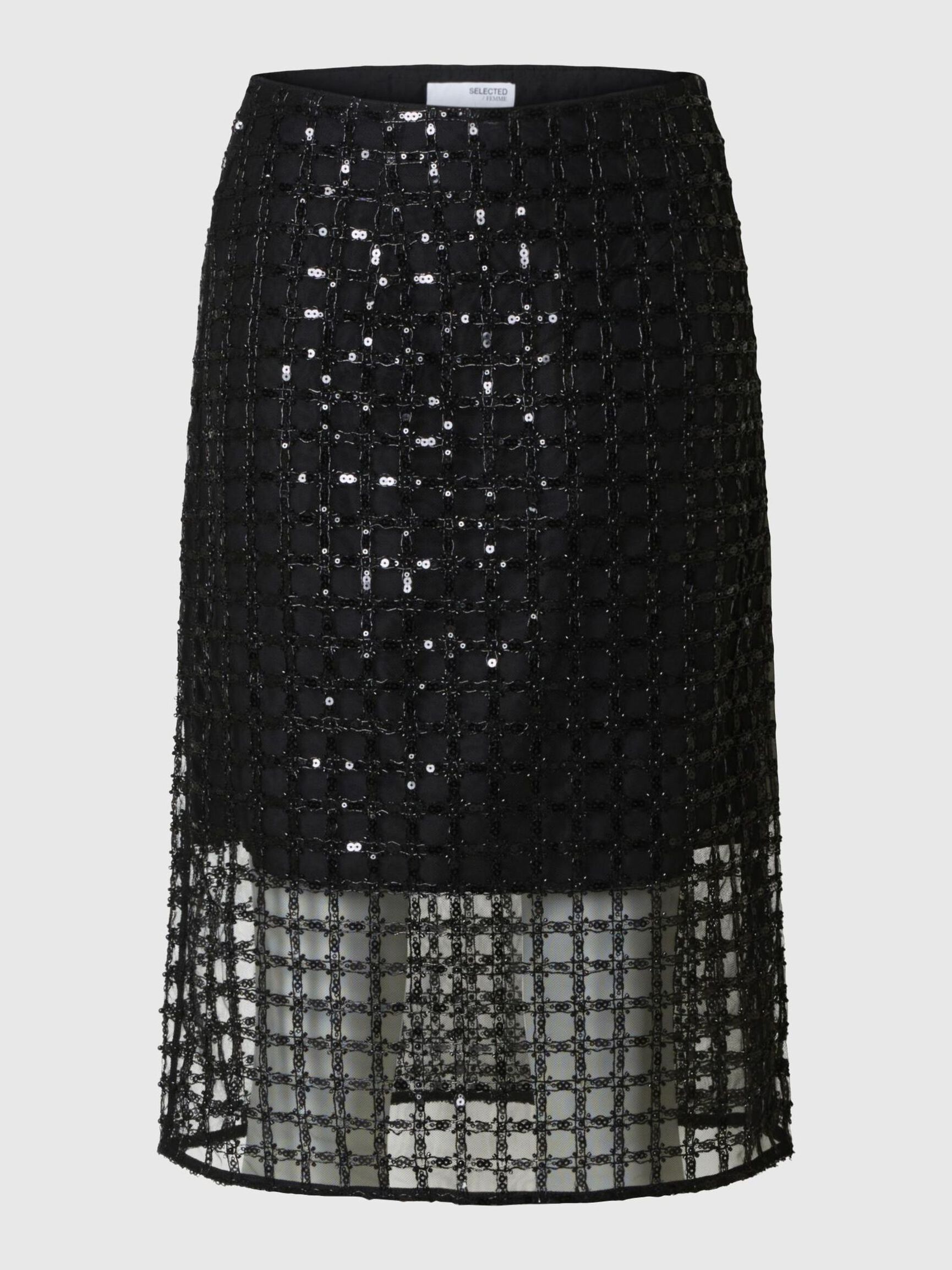 SEQUIN MIDI SKIRT, Black, highres