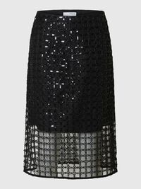 SEQUIN MIDI SKIRT, Black, highres