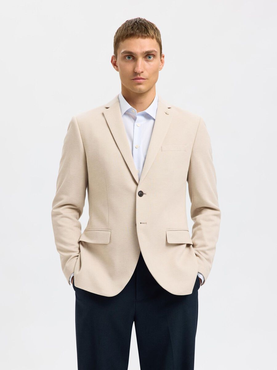 Selected EINREIHIGER SLIM FIT BLAZER, Sand, highres - 16094544_Sand_003.jpg
