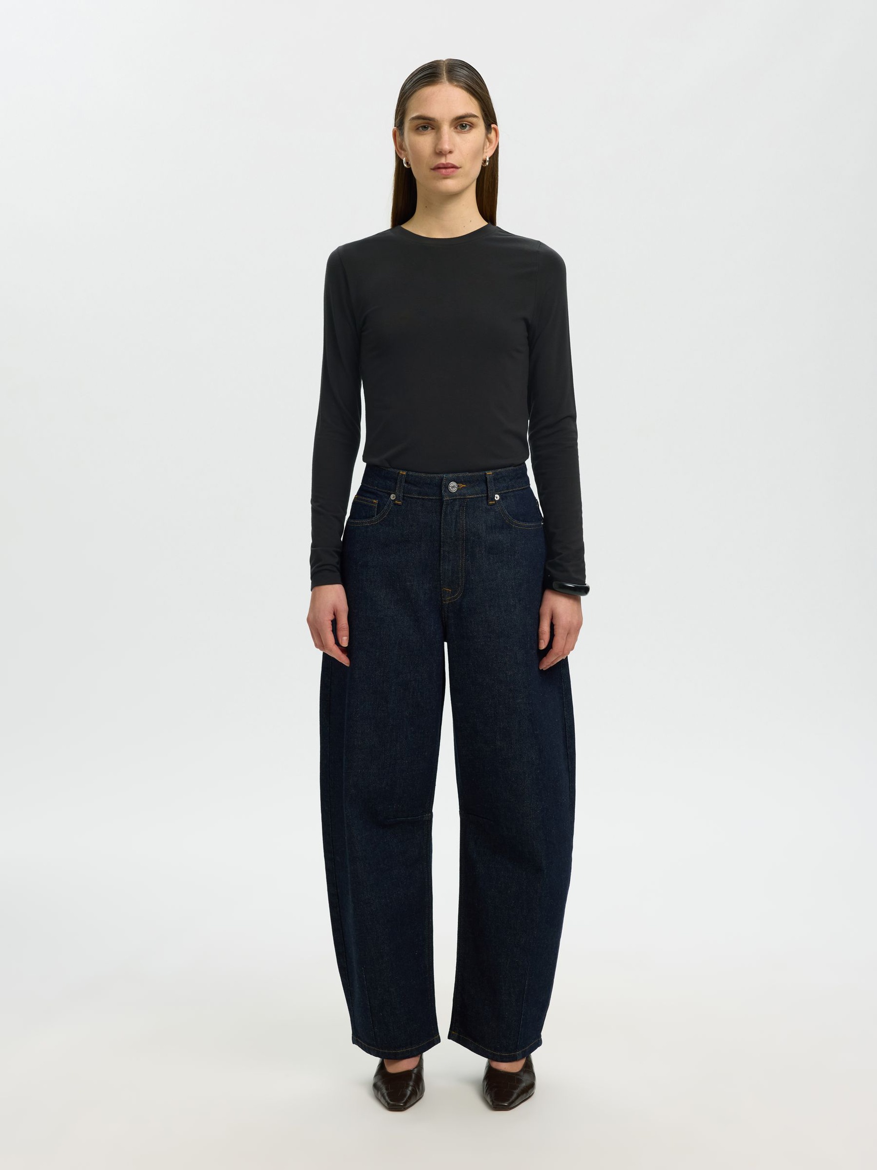 BASIC LONG-SLEEVED T-SHIRT, Black, highres