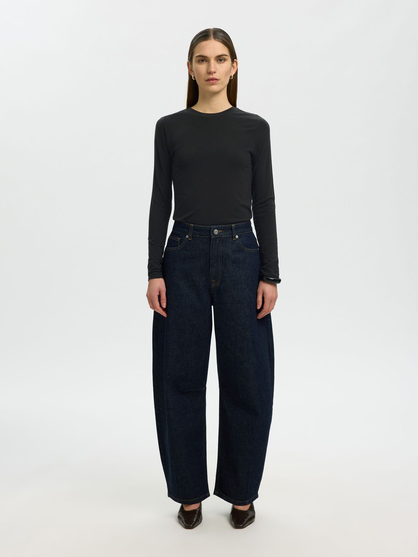 BASIC LONG-SLEEVED T-SHIRT, Black, highres