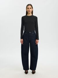 BASIC LONG-SLEEVED T-SHIRT, Black, highres