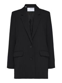 LONG RELAXED FIT SINGLE-BREASTED BLAZER, Black, highres