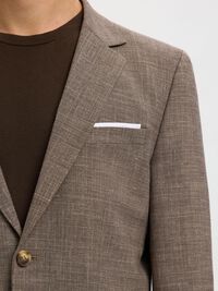 SLIM FIT SINGLE-BREASTED BLAZER, Dark Sand Melange, highres