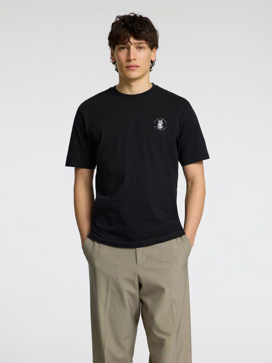 Selected REGULAR FIT PRINTED T-SHIRT, Black, highres - 16099318_Black_1221895_003.jpg