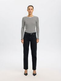 STRIPED LONG-SLEEVED T-SHIRT, Black, highres