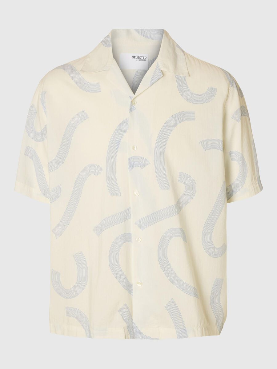 Selected PRINTED SHORT SLEEVED SHIRT, Egret, highres - 16091381_Egret_1184043_001.jpg