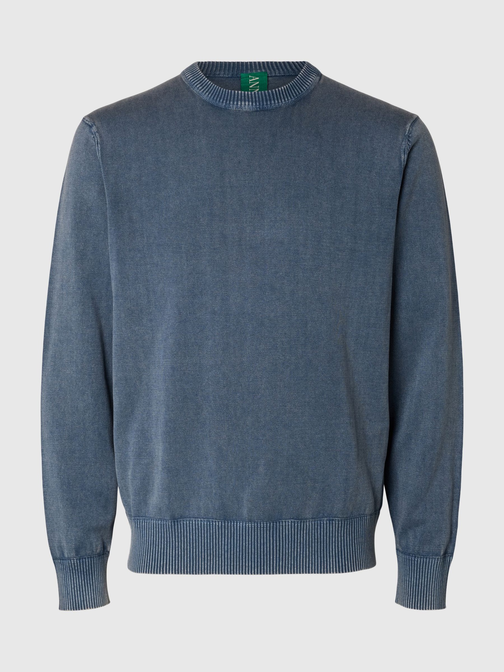 BAUMWOLL PULLOVER MIT RUNDHALSAUSSCHNITT, Dusty Blue, highres