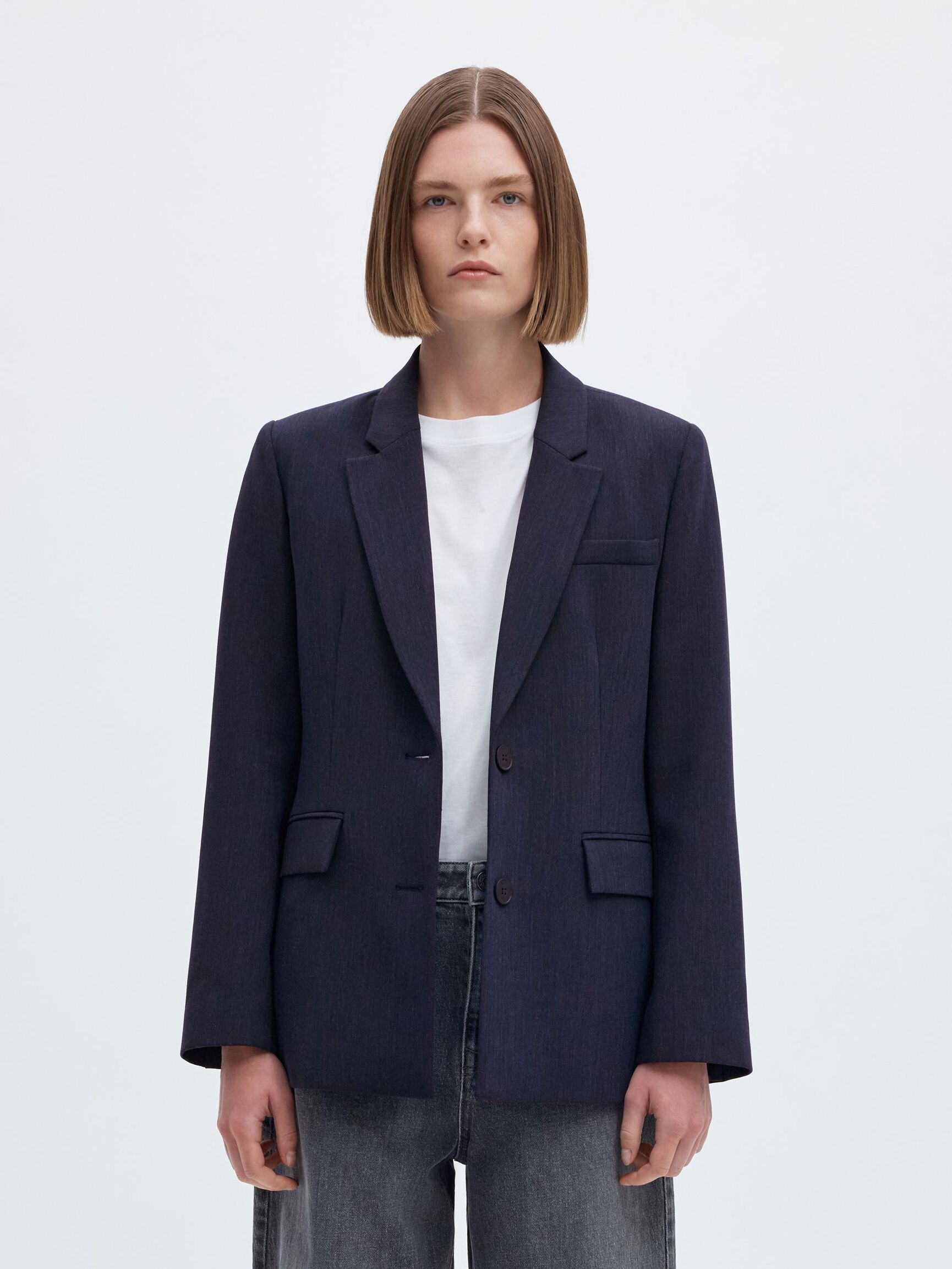 VISCOSE BLEND CLASSIC BLAZER, Dark Sapphire, highres