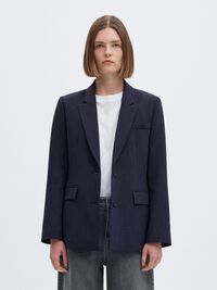 VISCOSE BLEND CLASSIC BLAZER, Dark Sapphire, highres