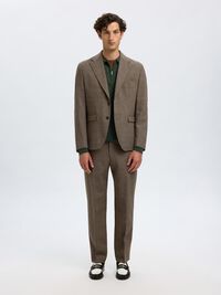 REGULAR FIT WOLL BLAZER, Light Brown Melange, highres
