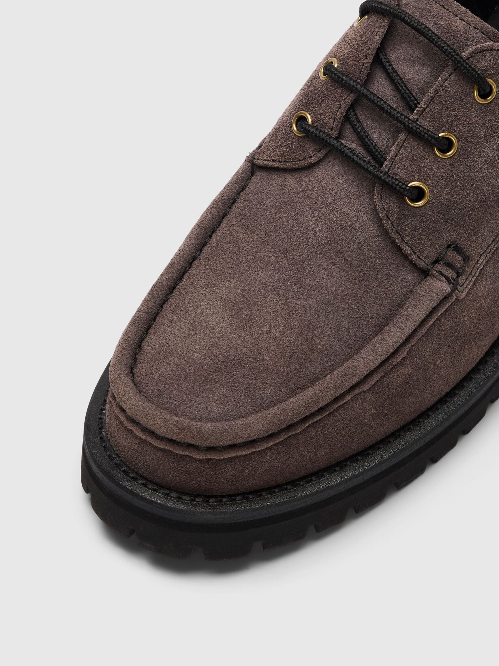 SUEDE BOAT SHOES, Dark Grey, highres
