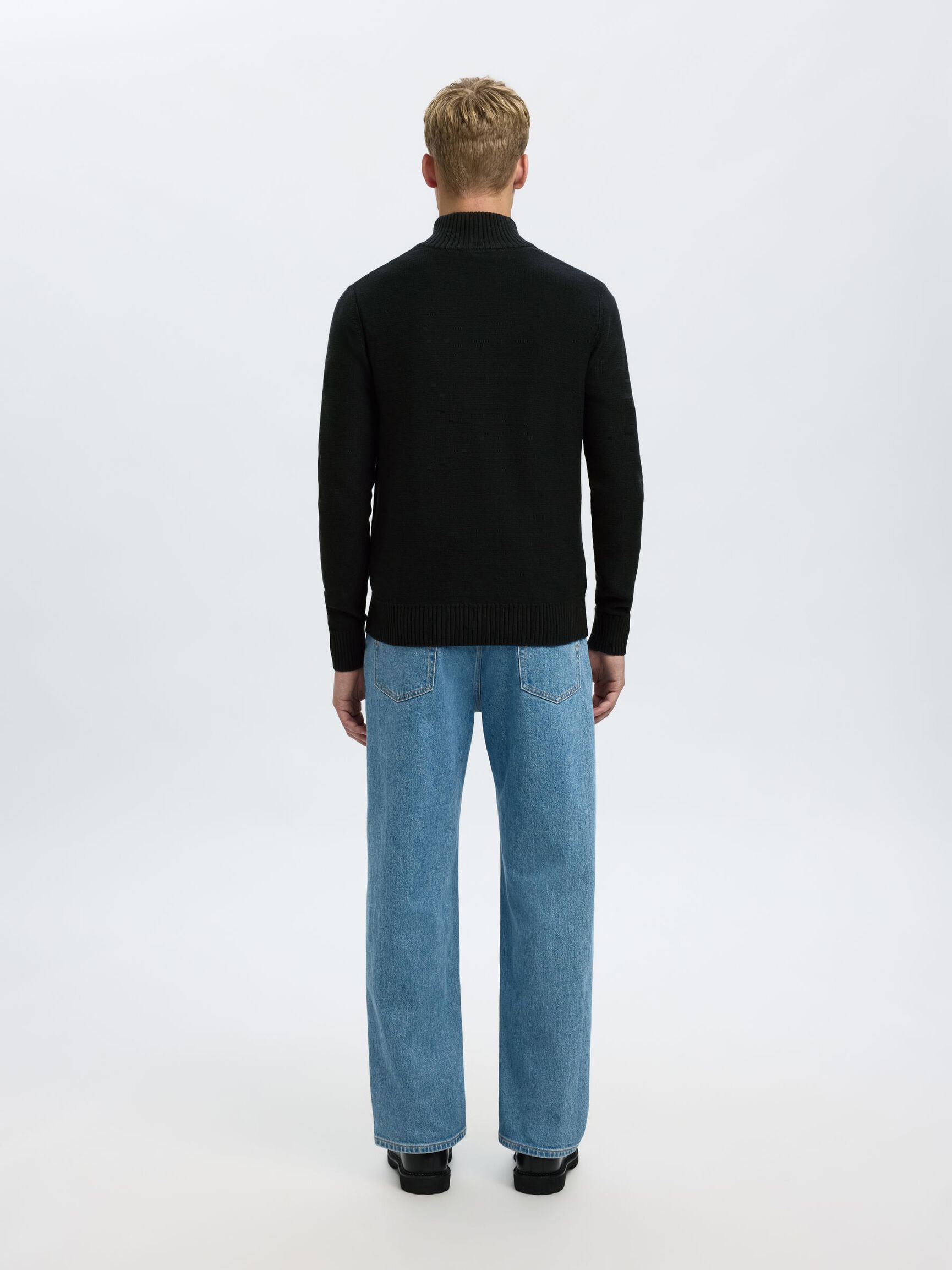 HALV GLIDELÅS PULLOVER, Black, highres