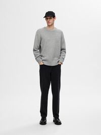 WOOL BLEND RELAXED FIT JUMPER, Light Grey Melange, highres