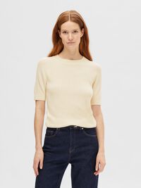 VISCOSE BLEND KNITTED TOP, Birch, highres