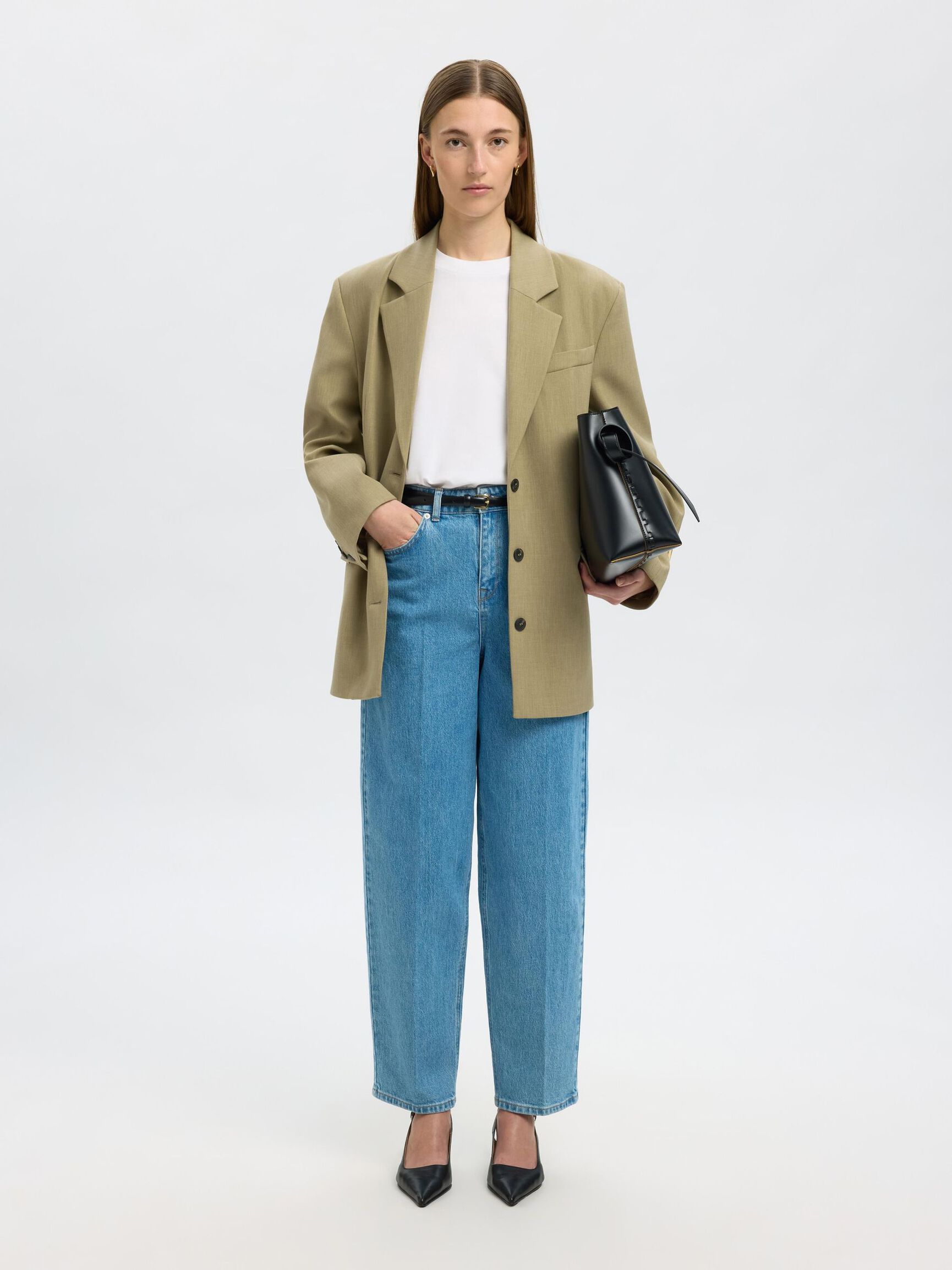 HIGH WAISTED BARREL FIT JEANS, Light Blue Denim, highres