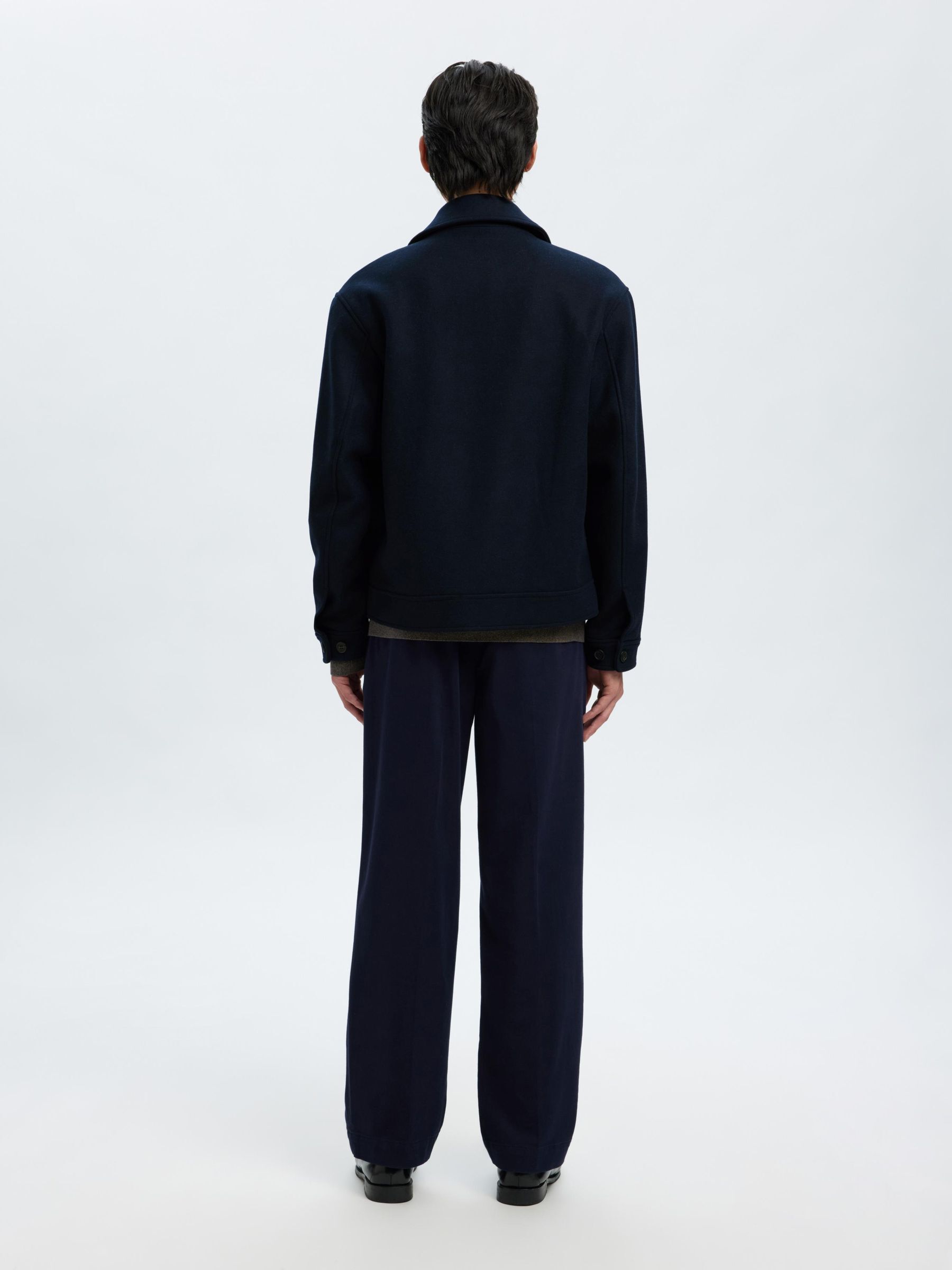 WOOL BLEND SHORT JACKET, Sky Captain, highres