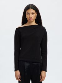 LANGE MOUWEN OFF-SHOULDER TOP, Black, highres