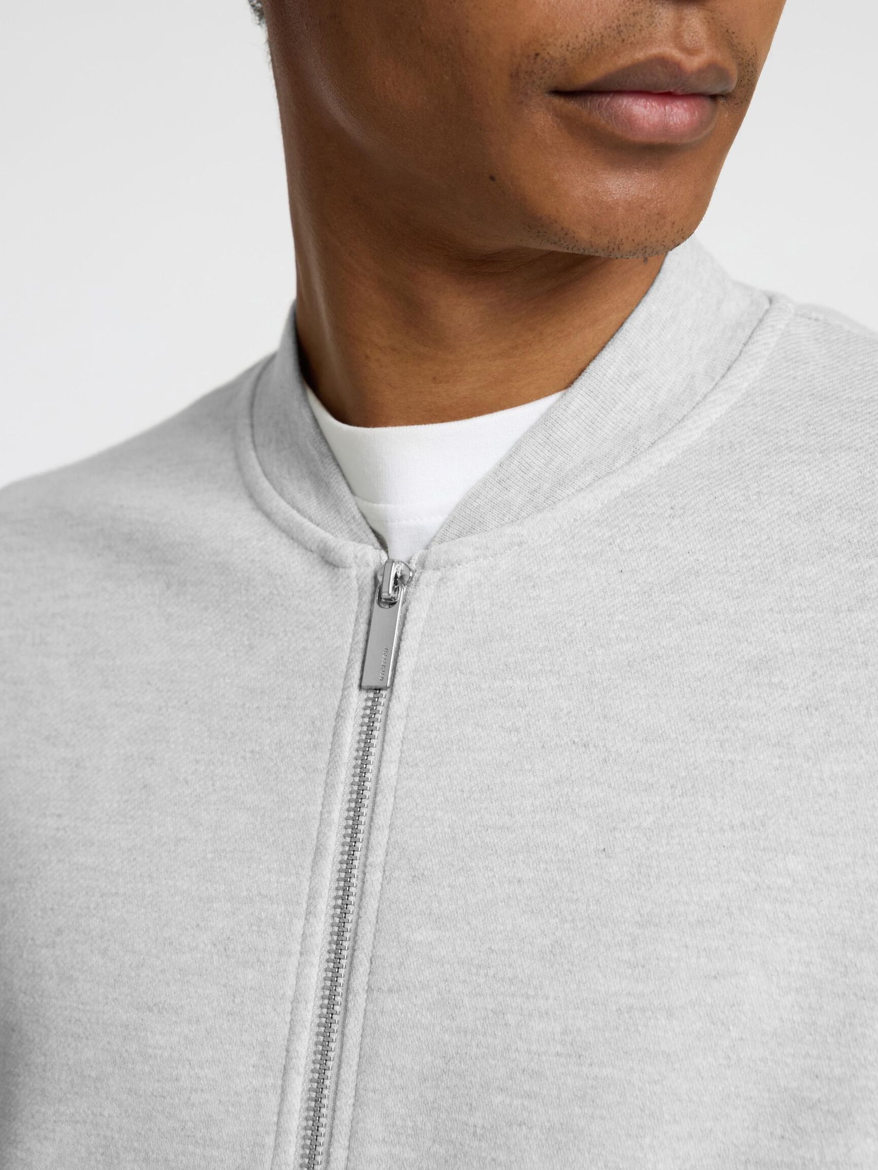 JERSEY SWEAT CARDIGAN, Light Grey Melange, highres