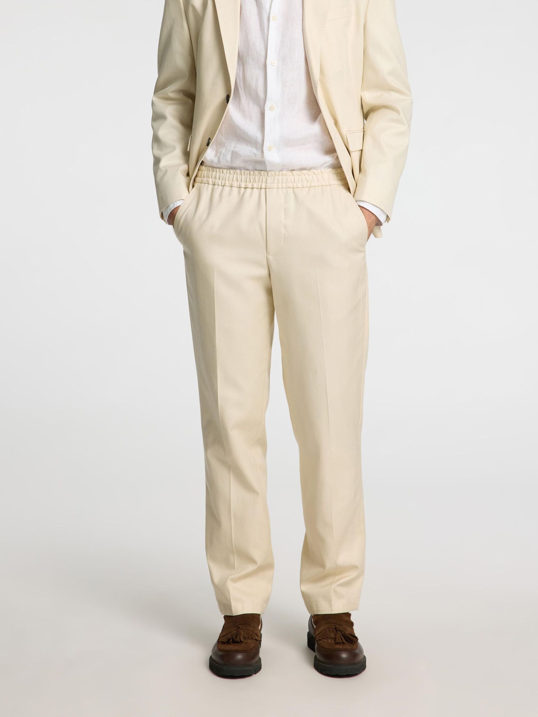 COUPE DROITE PANTALON DE COSTUME, Oatmeal, highres