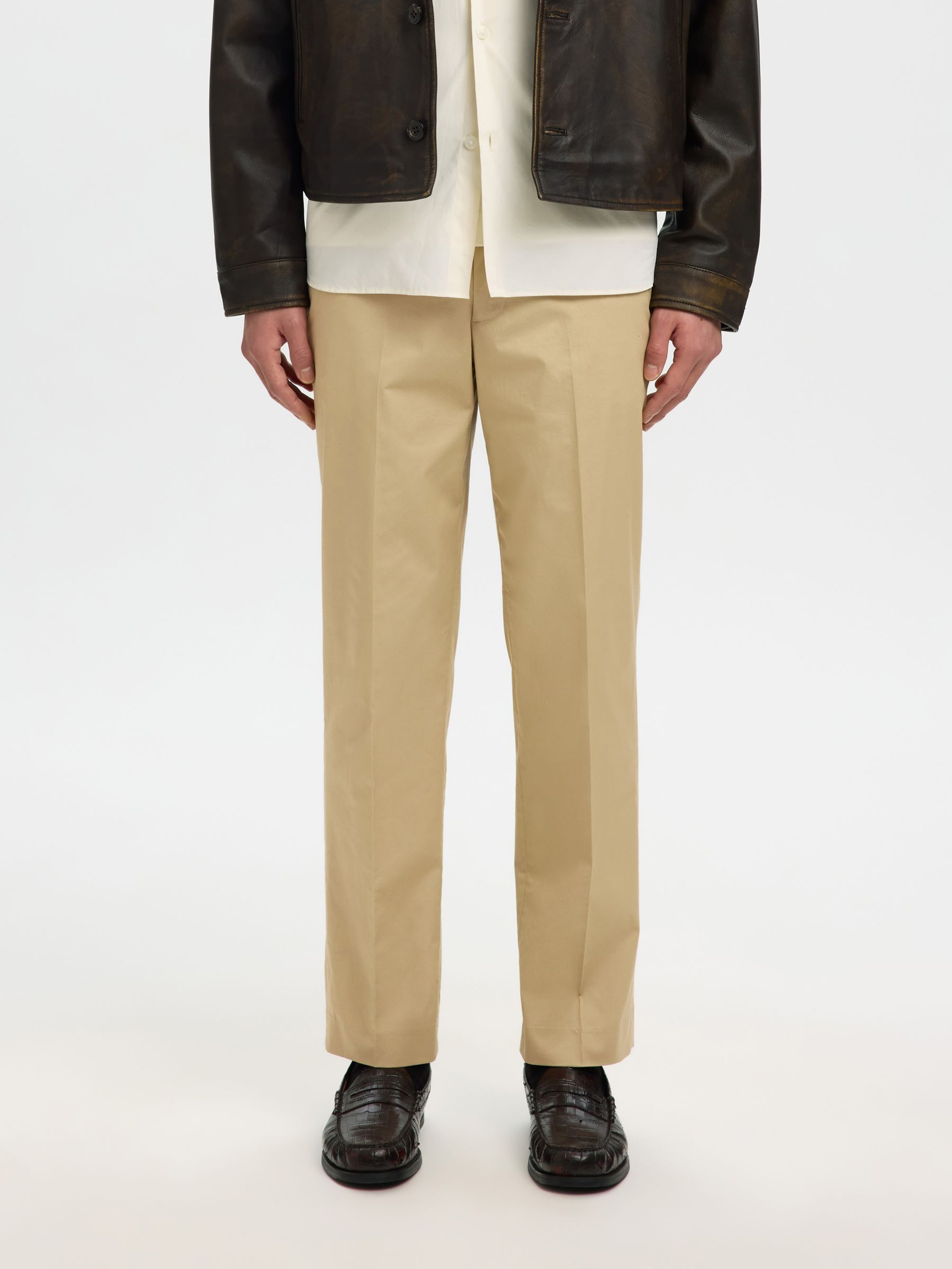 COUPE CLASSIQUE EN COTON PANTALON, Chinchilla, highres