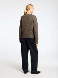 ULDBLANDING STRIKKET CARDIGAN, Morel, highres