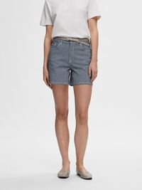 À RAYURES SHORTS EN JEAN, Medium Blue Denim, highres