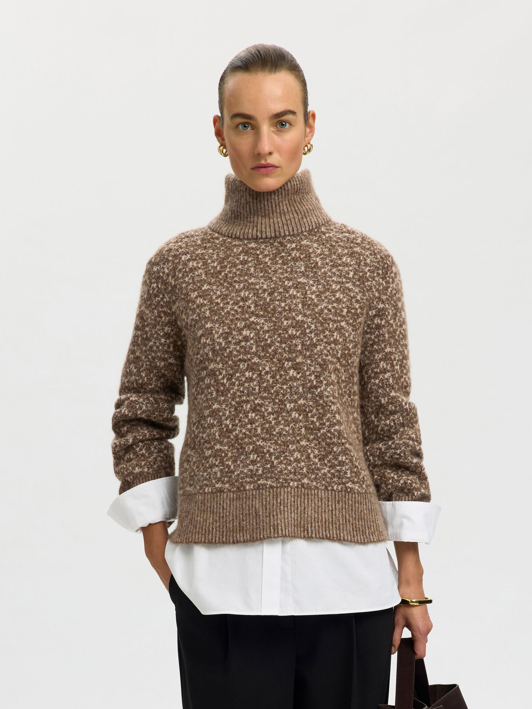 HIGH NECK KNITTED JUMPER, Dachshund, highres