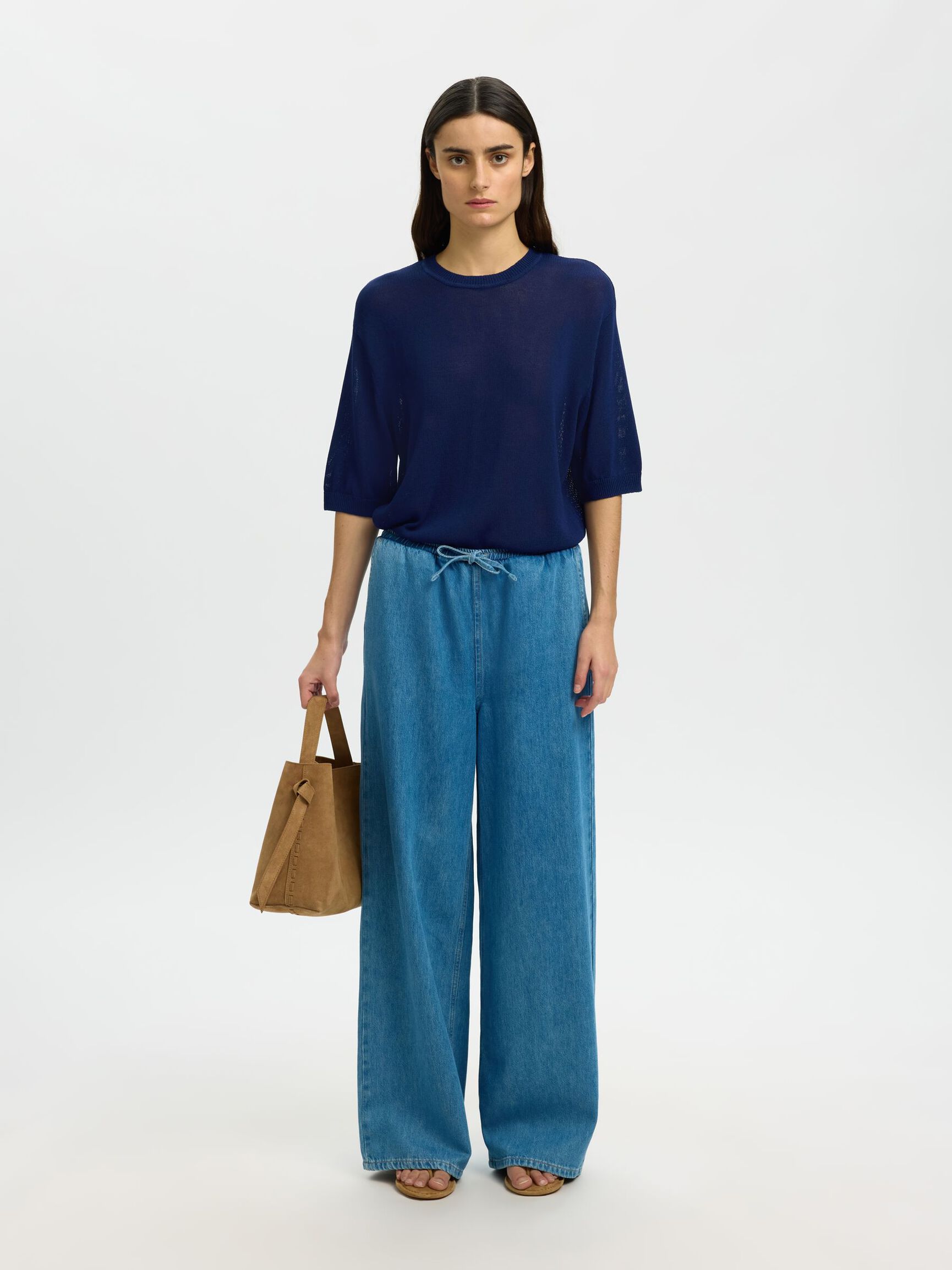 VISCOSE BLEND KNITTED TOP, Ocean Cavern, highres