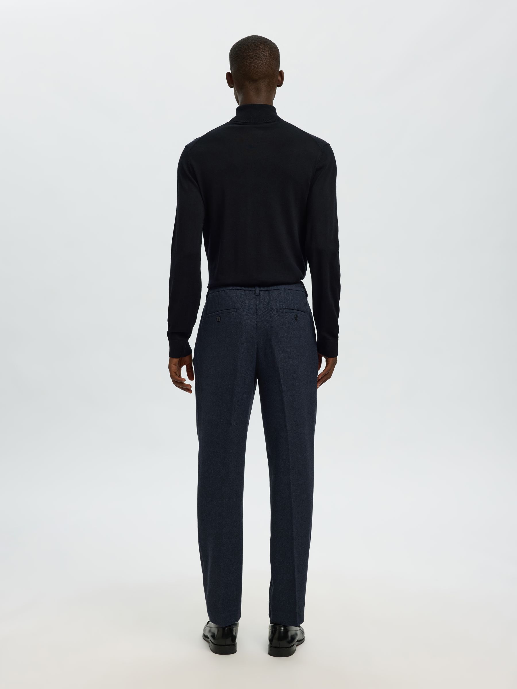 ULLBLANDNING AVSMALNANDE BYXOR, Dark Navy, highres