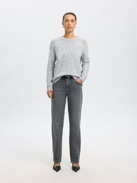 WOOL BLEND JUMPER, Light Grey Melange, highres