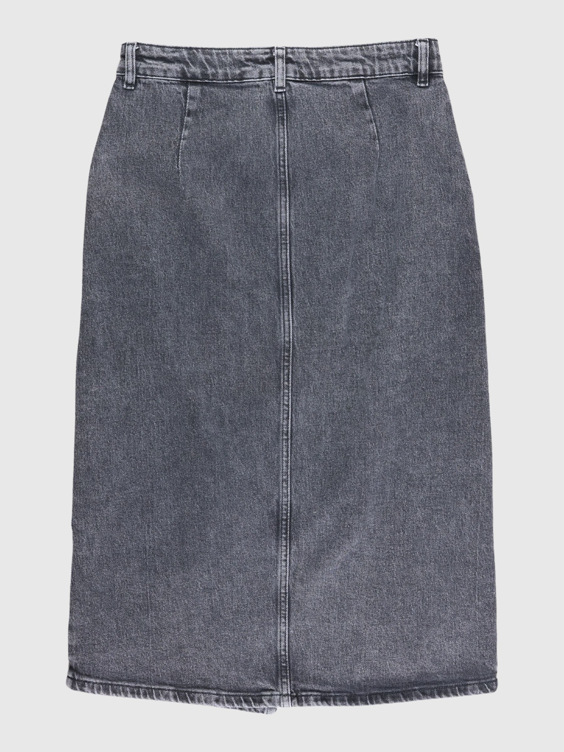DENIM MIDI SKIRT, Dark Grey Denim, highres