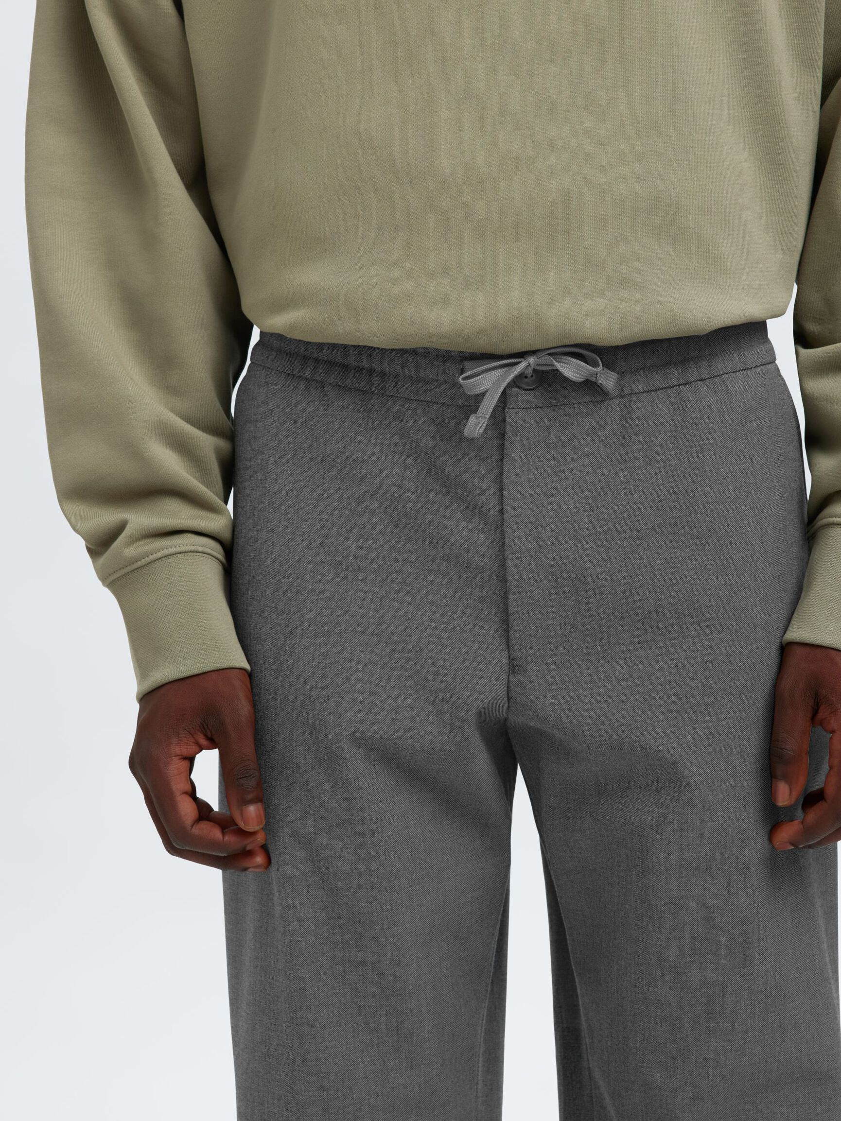 196 COUPE DROITE PANTALON, Grey Melange, highres