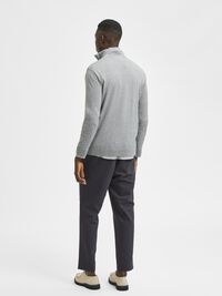 HALF-ZIP KNITTED JUMPER, Medium Grey Melange, highres