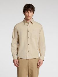 LANGE MOUWEN OVERSHIRT, Oatmeal, highres