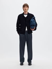 ORGANIC COTTON SHAWL COLLAR CARDIGAN, Sky Captain, highres