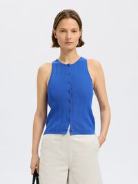 STRICK TOP, Dazzling Blue, highres