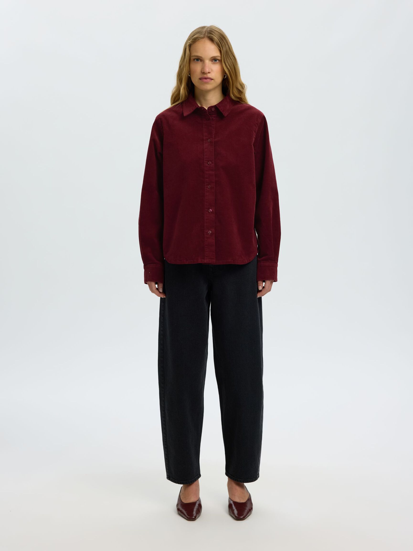 REGULAR FIT CORDUROY SHIRT, Tawny Port, highres