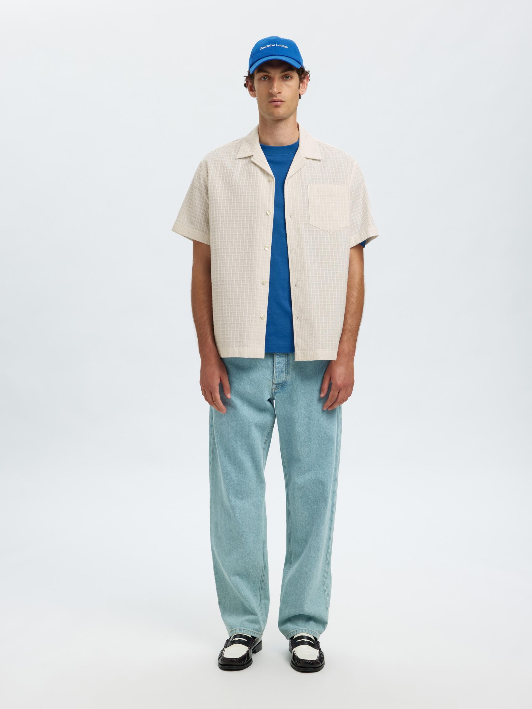 MET STRUCTUUR OVERHEMD MET KORTE MOUWEN, Egret, highres