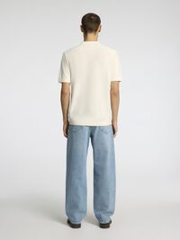 REGULAR FIT GEBREID POLO, Egret, highres