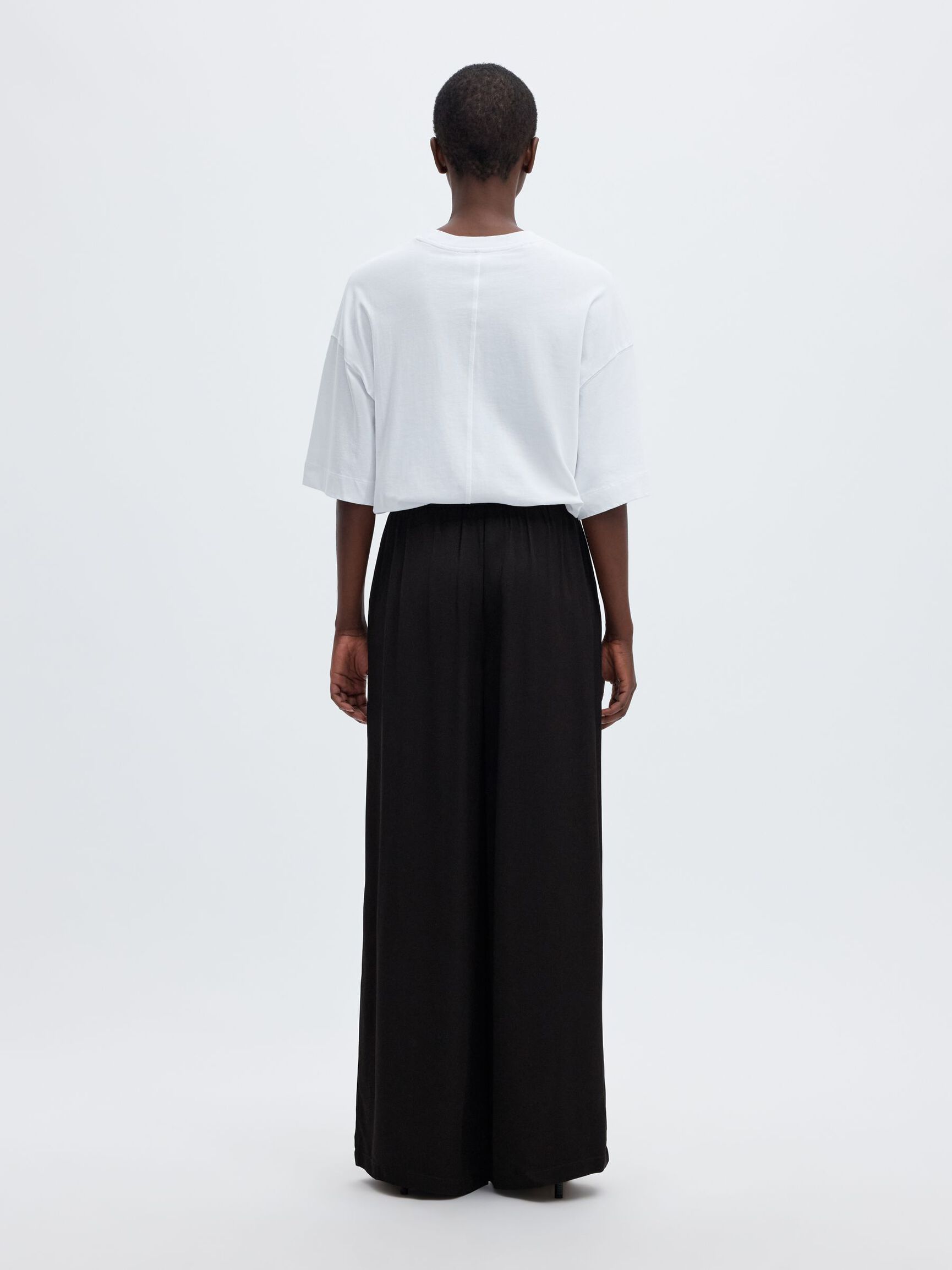 VISCOSE PANTALON À JAMBE AMPLE, Black, highres