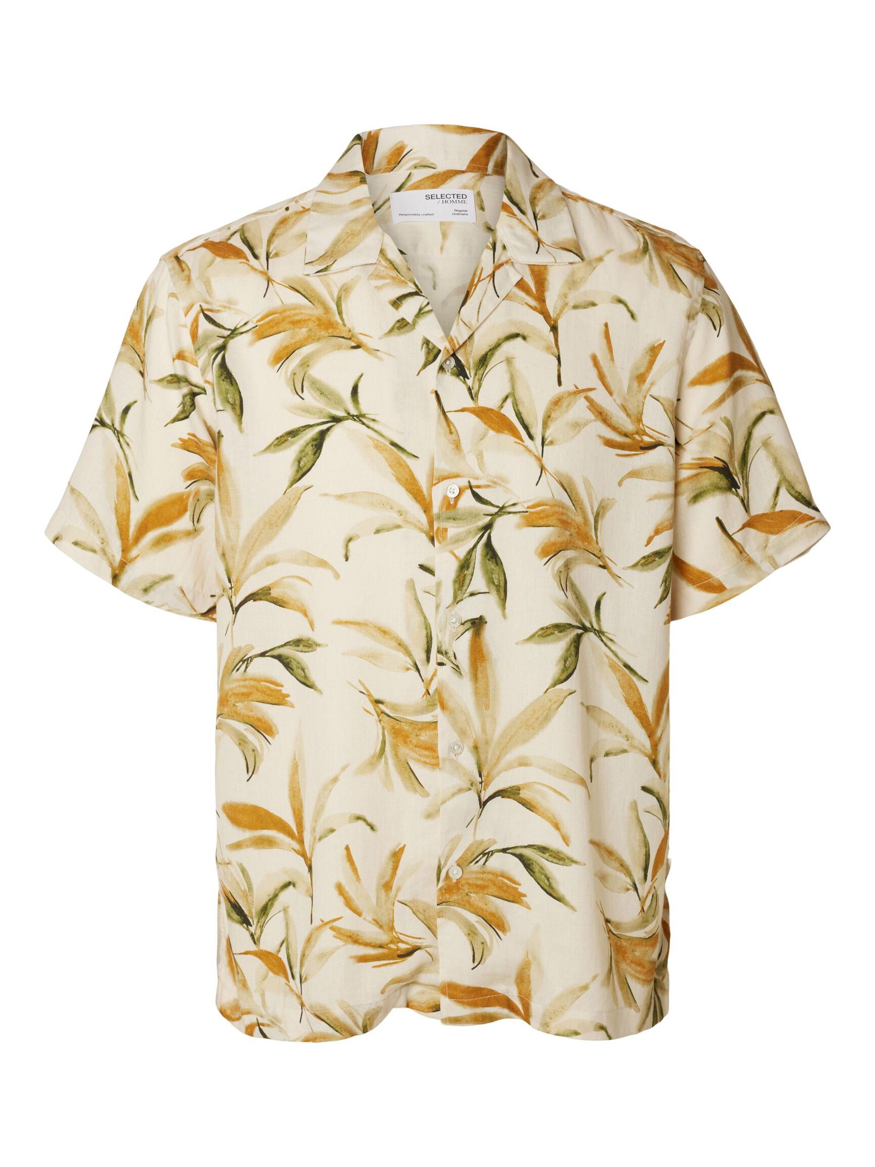 PRINTED SHORT SLEEVED SHIRT, Egret, highres