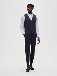 COUPE SLIM EN VISCOSE MÉLANGÉE GILET, Navy Blazer, highres